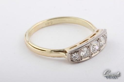 Zeit 585 14kt Altschliff Er Ring In Diamant Jugendstil 585